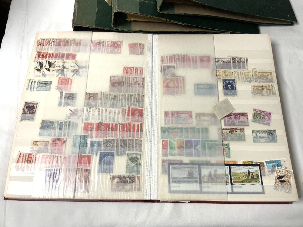 ALBUM OF WORLD STAMPS AND THREE FOLDERS OF BRITISH STAMPS ON ENVELOPES - Image 3 of 6