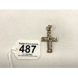 375 GOLD CRUCIFIX DECORATED WITH STONES 4.5 X 3 CM