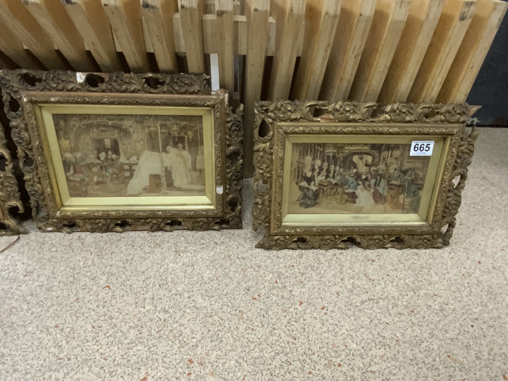 FOUR VINTAGE ORNATE FRAMED AND GLAZED PRINTS 37 X 27CM - Image 2 of 4