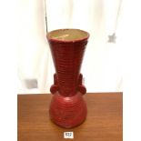 ART DECO CERAMIC VASE RED 42CM