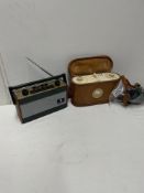 EARLY ROBERTS RADIO IN LEATHER CASE WITH A ROBERTS R757 RADIO