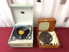 TWO VINTAGE RECORD PLAYERS DUCRETET THOMSON AND DANSETTE BURMUDA