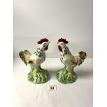 A PAIR OF STAFFORDSHIRE COCKERELS, 24 CMS.