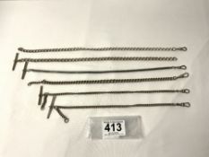 A QUANTITY OF SILVER-PLATED WATCH CHAINS.