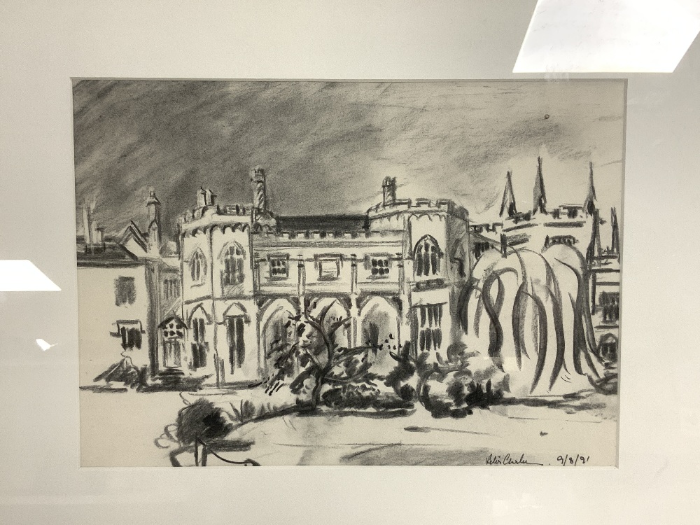 A CHARCOAL STUDY OF A COUNTRY HOUSE, INDISTINCTLY SIGNED AND DATED 9/8/91. - Image 2 of 4