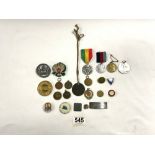 MIXED ITEMS MEDALS AND BADGES INCLUDES SILVER