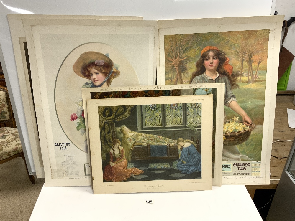 FOUR UNFRAMED PEARS PRINTS - THE COMING OF NELSON AND OTHERS, 1898, 1900, 2X 1901s, TWO