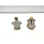 TWO EARLY CHINESE FIGURAL PORCELAIN MENU HOLDERS 7CM