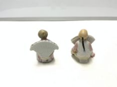 TWO EARLY CHINESE FIGURAL PORCELAIN MENU HOLDERS 7CM