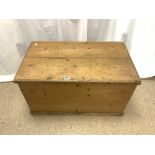 A VICTORIAN STRIPPED PINE BLANKET BOX, 80X46X46.