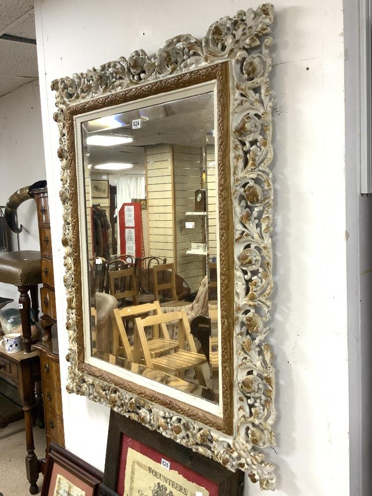 LARGE 19TH CENTURY FRENCH HAND BEVELLED MERCURY WALL MIRROR WITH A GESSO FRAME 97 X 115CM - Image 2 of 2