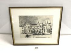 A CHARCOAL STUDY OF A COUNTRY HOUSE, INDISTINCTLY SIGNED AND DATED 9/8/91.