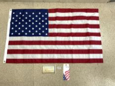 UNITED STATES OF AMERICA STARS AND STIPS FLAG WHICH WAS FLOWN AT MOUNT VERNON VIRGINIA COMES WITH
