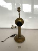 A WESTERN ELECTRIC Co, BRASS STICK TELEPHONE, CONVERTED TO TABLE LAMP, (NO EAR PIECE)