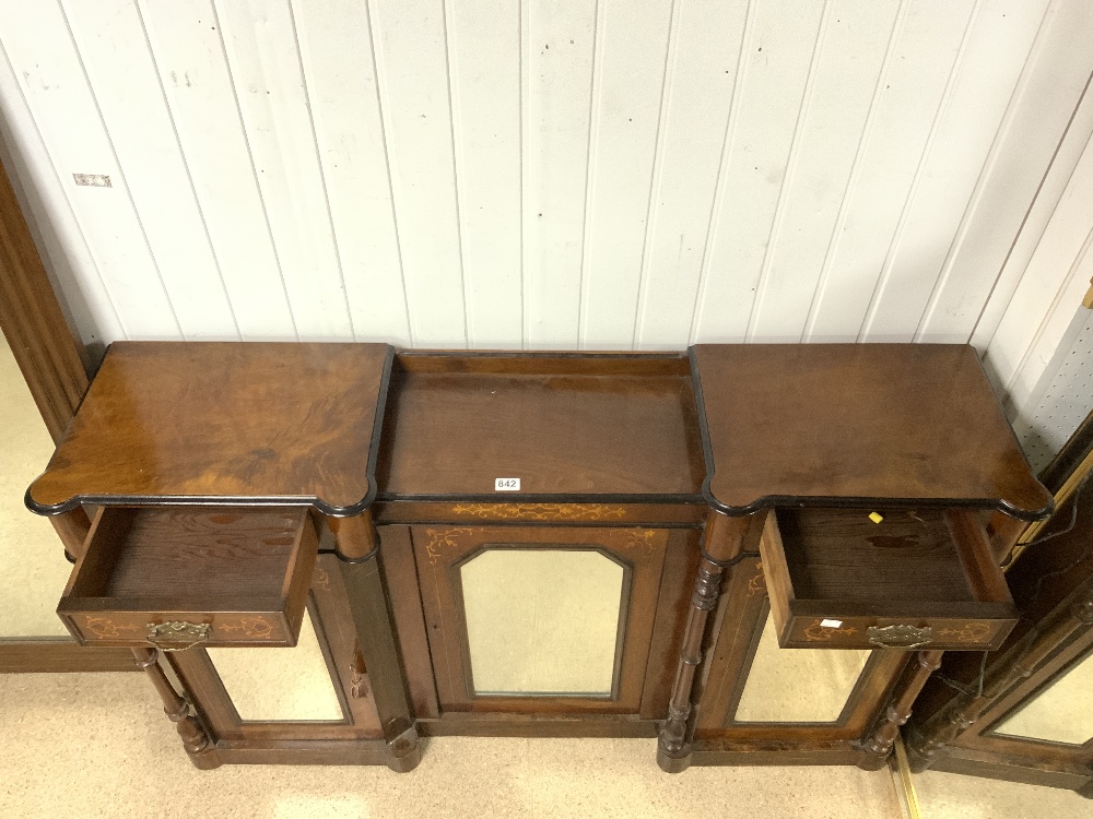 LARGE VICTORIAN CREDENZA WITH INLAID MARQUETRY WORK AND GLASS FRONTED DOORS 150 X 90CM - Image 2 of 4