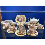 THIRTY-THREE PIECES PART DINNER AND TEA SERVICE BY D JONES FOR AYNSLEY