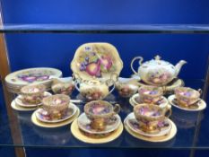 THIRTY-THREE PIECES PART DINNER AND TEA SERVICE BY D JONES FOR AYNSLEY