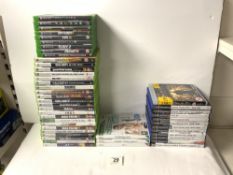 A QUANTITY OF XBOX 360 AND X BOX ONE GAMES AND Wii GAMES.