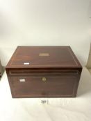 VINTAGE BENSON & HEDGES HUMIDOR MAHOGANY CASED WITH COPPER LINING 39 X 28 X 23CM