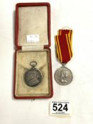 TWO SILVER MEDALS METROPOLITAN POLICE CORONATION 1911 AWARDED TO E PAGE AND A FIRE SERVICE MEDAL