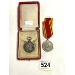 TWO SILVER MEDALS METROPOLITAN POLICE CORONATION 1911 AWARDED TO E PAGE AND A FIRE SERVICE MEDAL