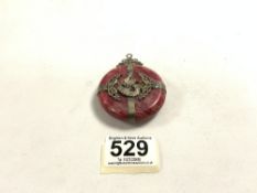 CHINESE VINTAGE PENDANT TWO SIDED DRAGON IN WHITE METAL 7CM