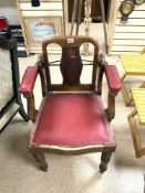 19TH CENTURY BARBERS CHAIR BY CLAUGHTONS OF LEEDS