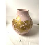 IKEA PINK AND GOLD DECORATED BULBOUS VASE, 34 CMS.