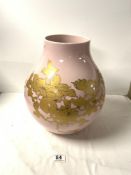 IKEA PINK AND GOLD DECORATED BULBOUS VASE, 34 CMS.