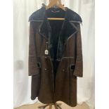 A BROWN SUEDE FAUX FUR LINED COAT BY - WESTMANS OF SOMERSET.