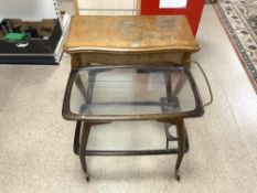 VINTAGE FRENCH FOLDING CARD TABLE WITH A RETRO DRINKS TROLLEY