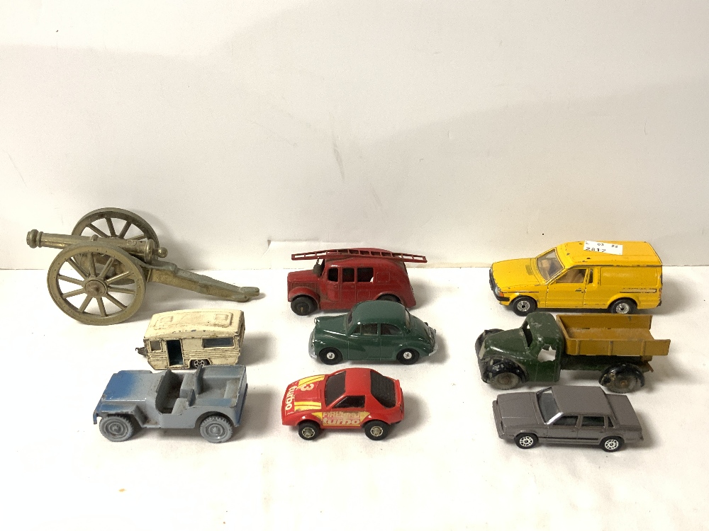 A DINKY FIRE ENGINE, CORGI MORRIS MINOR, CORGI 55 FORD ESCORT VAN, OTHER TOY VEHICLES, AND A MODEL - Image 3 of 7