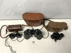 A PAIR OF REGENT BINOCULARS, A PAIR OF CHEVALIER PARIS OPERA GLASSES AND ANOTHER PAIR.