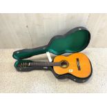 A CLASSICAL 6 STRING GUITAR BY - SUZUKI VIOLIN CO. LTD, No-1665, WITH CASE.