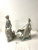 A LLADRO FIGURE OF GIRL WITH PITCHER 28 CMS, AND LLADRO FIGURE GIRL WITH GOOSE.