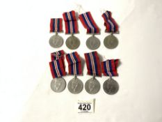 EIGHT 1939-1945 SECOND WORLD WAR DEFENCE MEDALS.