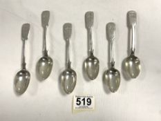 SET OF SIX VICTORIAN HALLMARKED SILVER FIDDLE PATTERN TEASPOONS DATED 1875 BY H.J.LIAS AND SONS