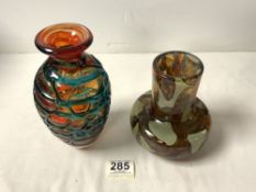 TWO PIECES OF ART GLASS BY MDINA LARGEST 20CM