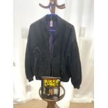 A NAKED LUNCH BLACK SUEDE BOMBER JACKET, MADE BY FIRST INDEPENDENT & 'A MAKING OF NAKED LUNCH' BOOK