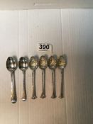 SET OF FOUR EDWARDIAN HALLMARKED SILVER TEASPOONS WITH SHELL BOWLS 1906 - ATKIN BROTHERS WITH TWO