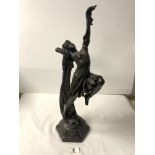 RESIN ART DECO STYLE DANCING LADY STATUE A/F 52CM