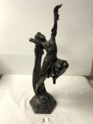 RESIN ART DECO STYLE DANCING LADY STATUE A/F 52CM