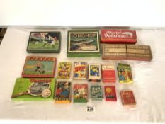 A QUANTITY OF OLD GAMES - LONG HOP GAMBLING GAME, FRED PERRY WIMBLEDON GAME, KIKIT FOOTBALL GAME,