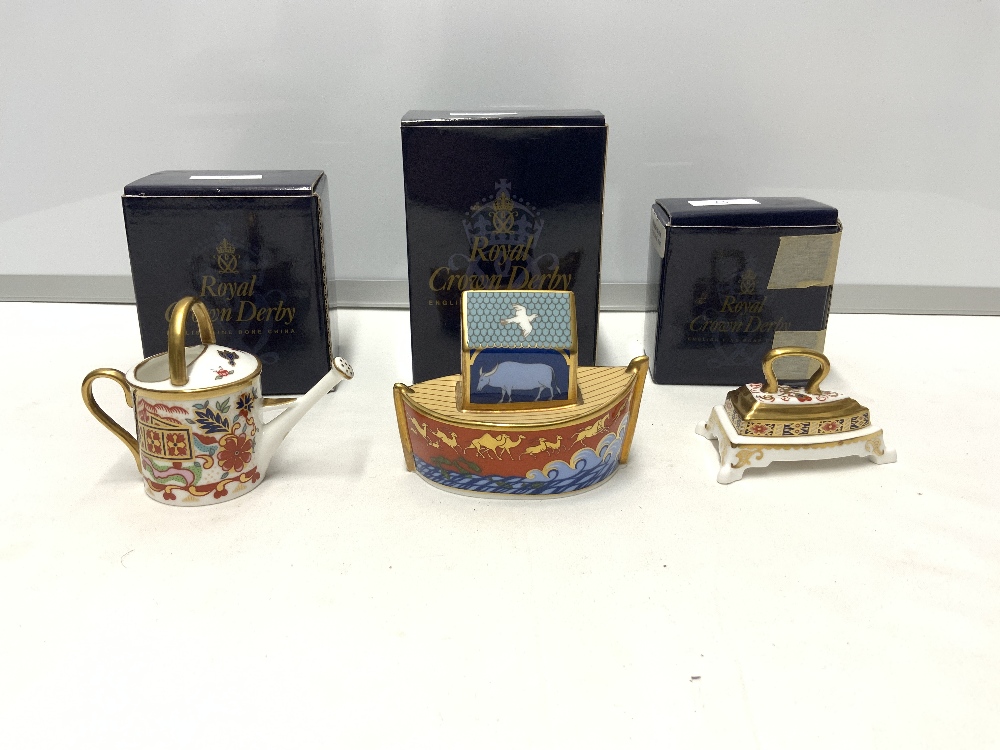 SIX BOXED ROYAL CROWN DERBY PIECES CORONATION BEAKER, NOAH'S ARK, WATERING CAN, IRON, SPLENDOR - Image 5 of 7