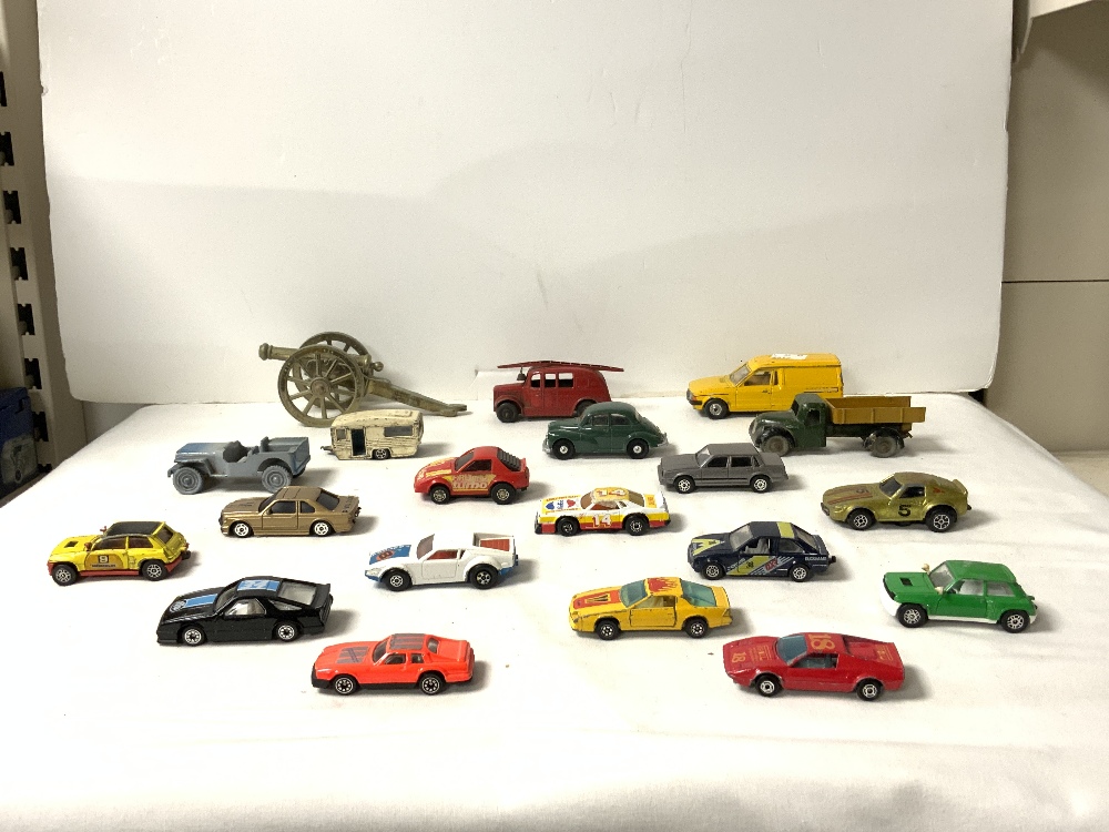 A DINKY FIRE ENGINE, CORGI MORRIS MINOR, CORGI 55 FORD ESCORT VAN, OTHER TOY VEHICLES, AND A MODEL - Image 2 of 7