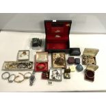 A QUANTITY OF COSTUME JEWELLERY, MODERN WATCHES, AND POCKET LIGHTERS.