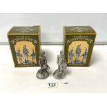 TWO BOXED BUCKINGHAM PEWTER HAND CRAFTED FIGURES OF SOLDIERS, IN ORIGINAL BOXES.