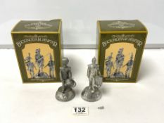 TWO BOXED BUCKINGHAM PEWTER HAND CRAFTED FIGURES OF SOLDIERS, IN ORIGINAL BOXES.