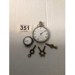 A HALLMARKED SILVER POCKET WATCH WITH ENAMEL DIAL AND SUBSIDERY SECONDS DIAL, MAKER - J.N MASTERS.