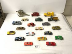 A DINKY FIRE ENGINE, CORGI MORRIS MINOR, CORGI 55 FORD ESCORT VAN, OTHER TOY VEHICLES, AND A MODEL